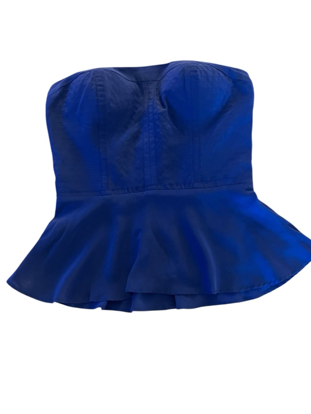 BEBE size small mulberry silk strapless top